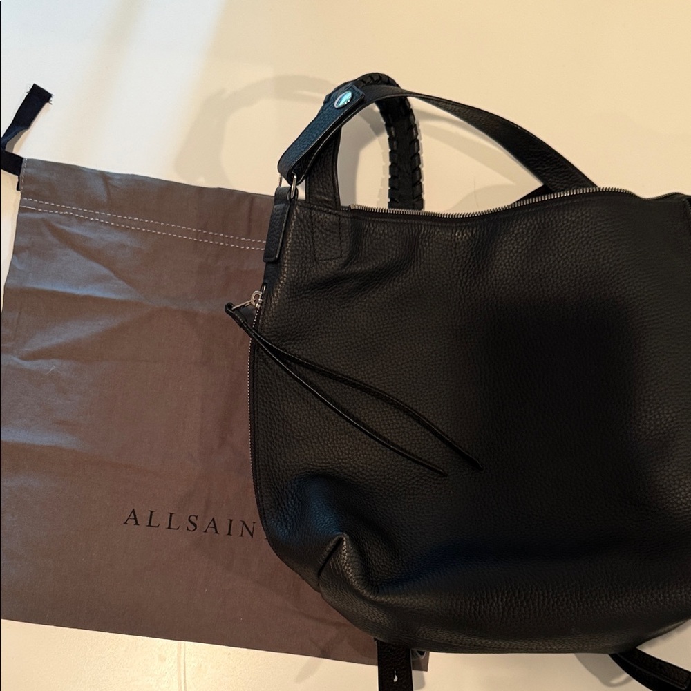 All Saints Black Leather Shoulder Bag